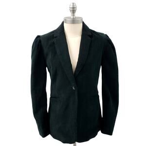 Blank NYC Forest‎ Green Corduroy Blazer New Size Small 100% Cotton Puff Sleeves